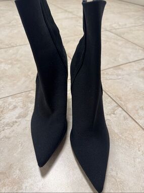 Aqua Black Pointed Stretch Sock Boots
